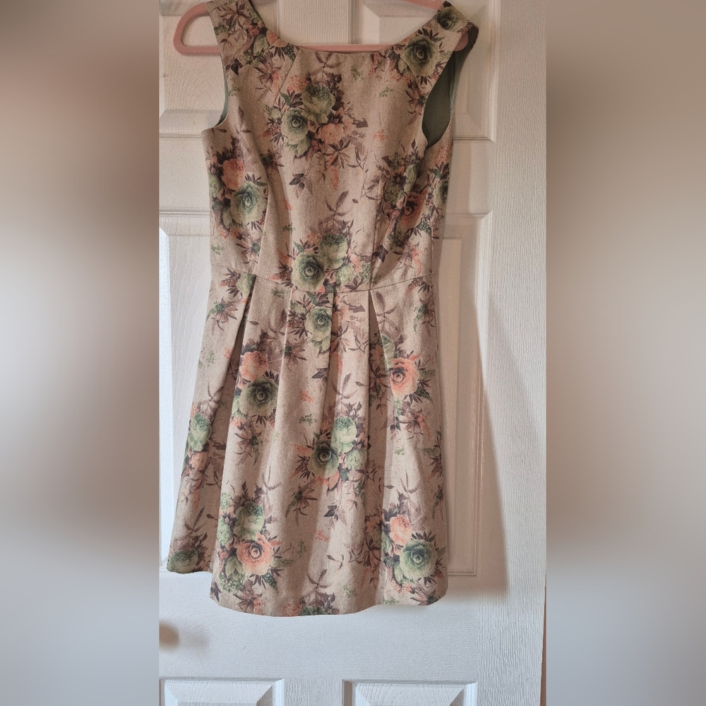 Pink Martini floral wool blend dress size small